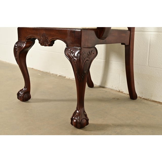 Brown Drexel Heritage Chippendale Carved Mahogany Armchairs, Pair For Sale - Image 8 of 13