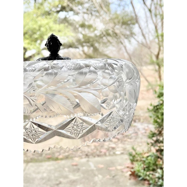 Large Vintage American Brilliant Cut Flower Crystal Mushroom Parlor Lamps For Sale - Image 9 of 12