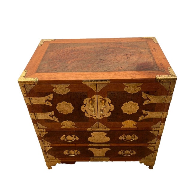 Gorgeous Vintage Korean Elm Brass Bound Bandaji Small Chest Wedding Cabinet Felt lined drawers, Dresser Chest of drawers...