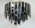 Italian modern chandelier or flush mount with clear textured Murano glass blades decorated in black center, arranged in...