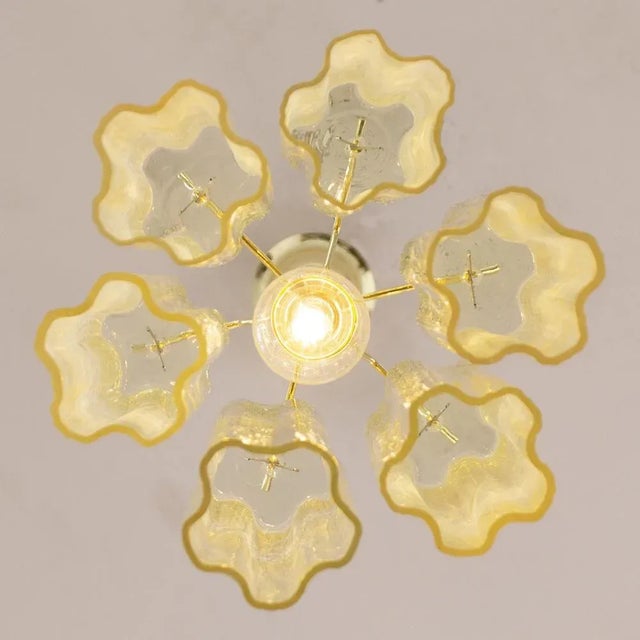 Tronchi Glass Chandelier in Chamomile Yellow, Italy, 1990s For Sale - Image 10 of 13