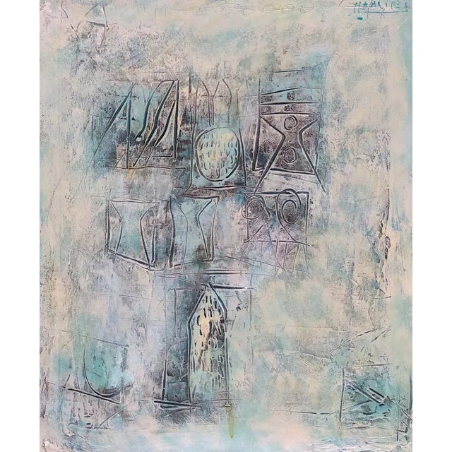 Blue Hector Ramirez Ortega, Composition, 1990, Mixed Media on Canvas For Sale - Image 8 of 8