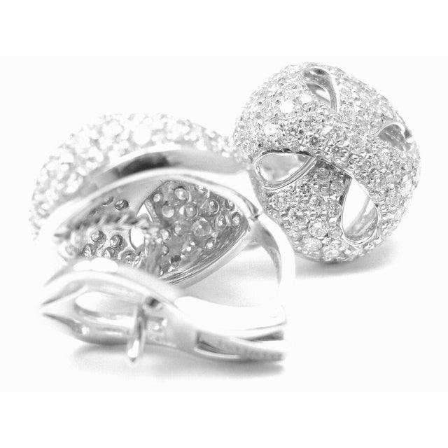 Silver Damiani 18k White Gold 3.03 ct Diamond Earrings. Retail: $28,190., Pair For Sale - Image 8 of 9