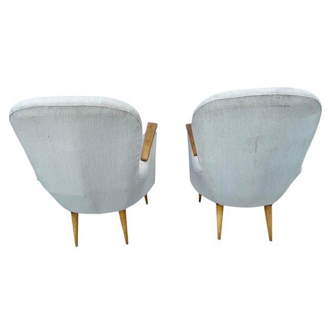 Danish Mid-Century Modern Armchairs, Wood & Upholstered, Pair, 1950s For Sale In Tampa - Image 6 of 10