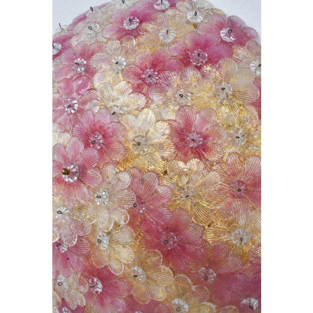 1970s Amazing Pink and Gold Large Size Murano Ceiling Light Flower by Seguso For Sale - Image 6 of 15