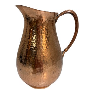 Vintage Gorham Hammered Copper Water Pitcher, Made in India For Sale