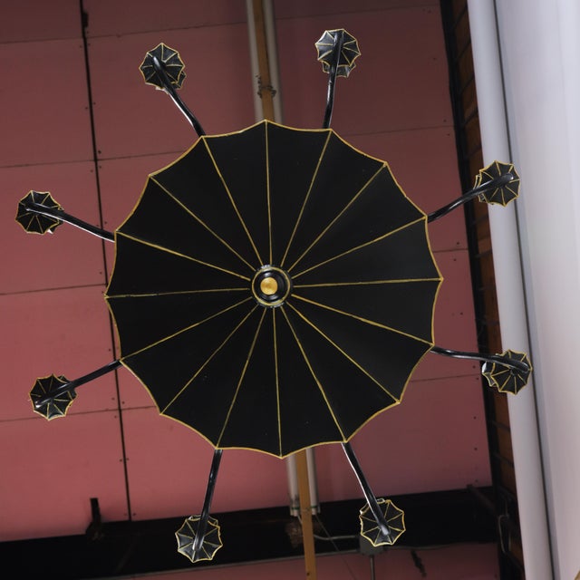 Black Vintage Handcrafted Iron Black and Gold 8-Light Pendant Chandelier For Sale - Image 8 of 10