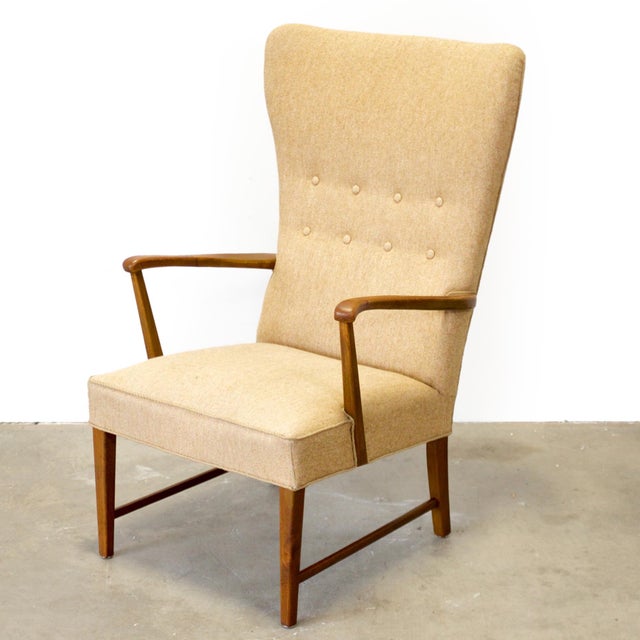 1950s Danish Oak Wingback Armchair For Sale In Boston - Image 6 of 6