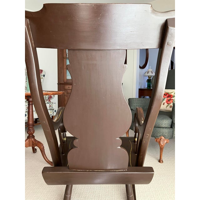 Mid-20th Century Farmhouse Folk Art Hand Painted Rocking Chair For Sale - Image 11 of 17