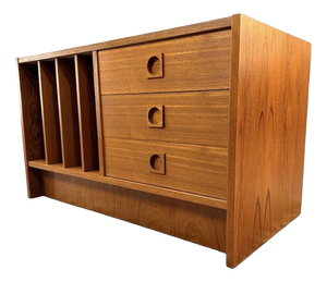 Vintage Danish Teak LP Record Cabinet and Media Console