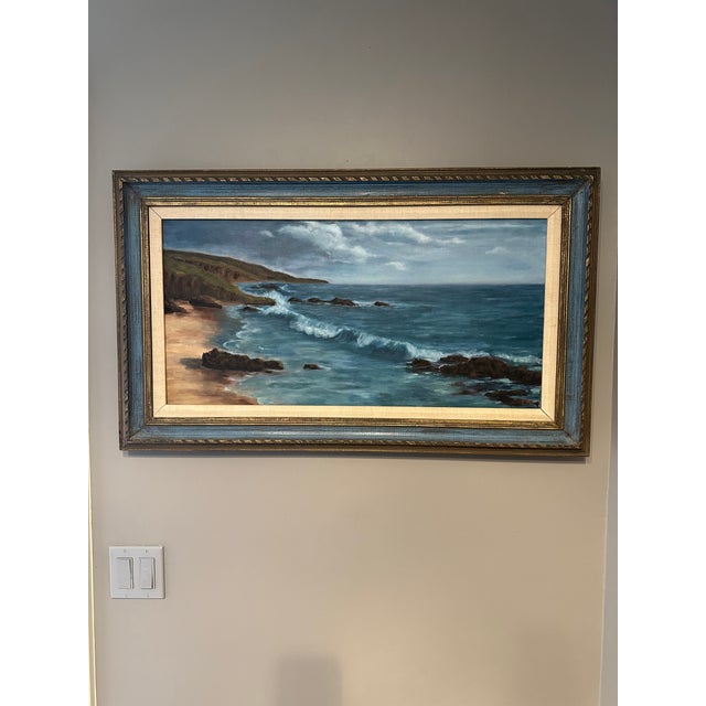 Vintage Large Mid-Century Original Oil Painting California Plein Air Seascape For Sale - Image 10 of 10