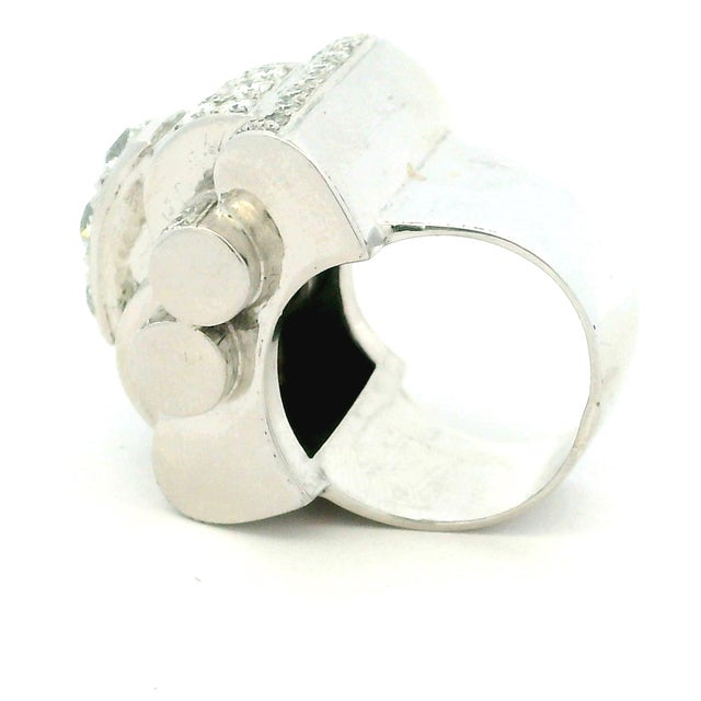 Silver Art Deco Platinum Old European Cut Diamond Ring, 3 Carats Total, Circa 1930 For Sale - Image 8 of 14
