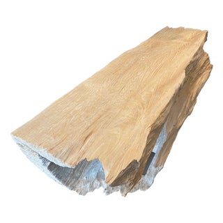 Andrianna Shamaris Bleached Teak Wood Log Bench or Coffee Table For Sale