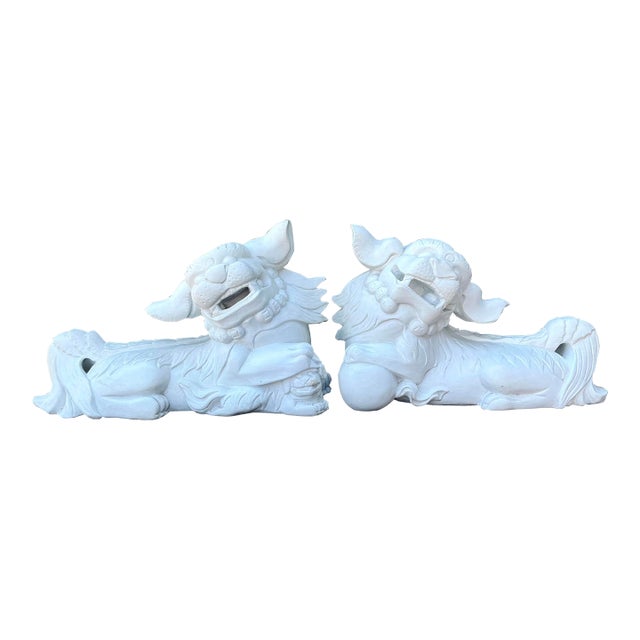 Vintage Cast Concrete Foo Dogs - Set of 2 For Sale