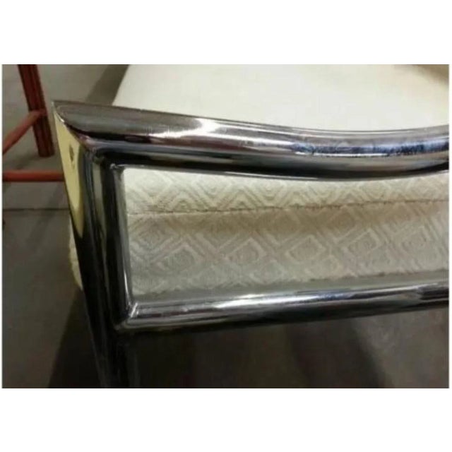 Vintage 1960s Hollywood Regency Milo Baughman Style Chrome & Upholstered High Back Chair For Sale In Los Angeles - Image 6 of 12