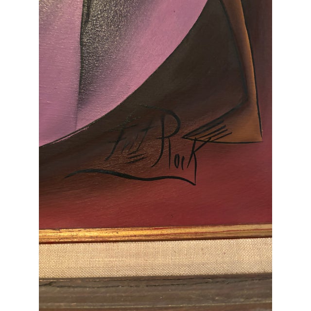 Large Oil painting by Fritz Rock, who was a renowned artist from Haiti. Painting is appr. 30x40 and framed it is app....
