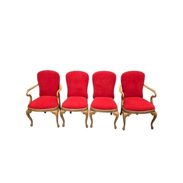 Vintage French Louis XV Style Carved Maple Dining Chairs – Set of 8 An elegant set of eight French Louis XV style dining...
