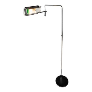1960s Mid-Century Modern Industrial Omi "Eyeshade" Adjustable Floor Lamp W/ Swingarm Light by George Nelson for Koch & Lowy For Sale