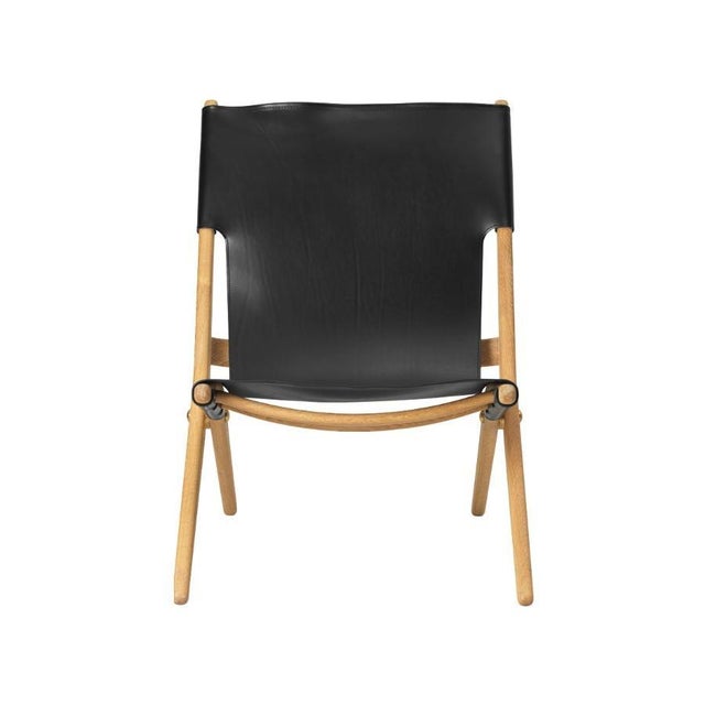 Contemporary Natural Oiled Oak and Black Leather Saxe Chairs by Lassen, Set of 4 For Sale - Image 3 of 16
