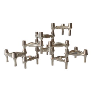 Vintage Modular Metal Candleholders by Stoff Nagel, 1970s, Set of 9 For Sale