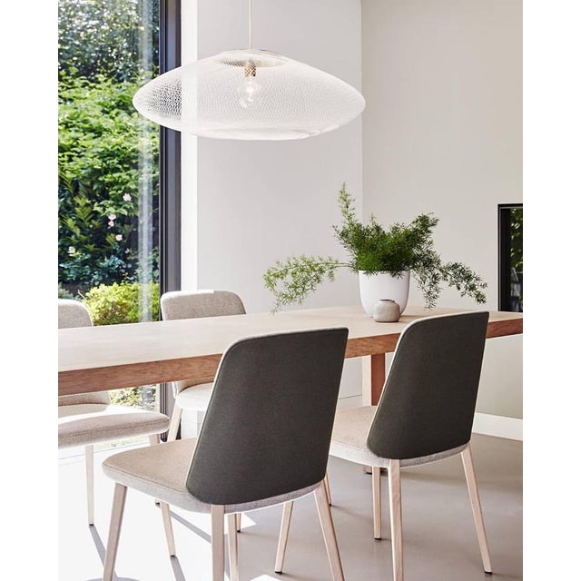 Large Ufo Chalk White Fiber Pattern Lamp by Atelier Robotiq For Sale - Image 6 of 10