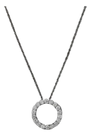 0.55ctw Diamond Eternity Circle Pendant 14k White Gold 18" Rope Chain Necklace
