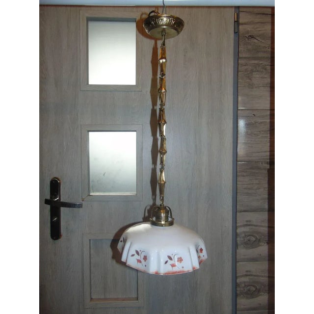 Antique Art Nouveau Brass Ceiling Lamp For Sale - Image 6 of 6