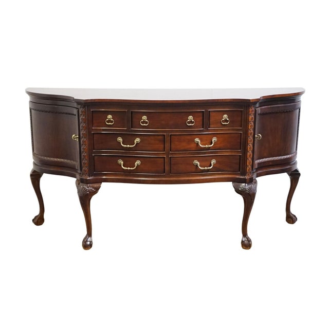 Chippendale Century Furniture Solid Mahogany Traditional Chippendale Style Ball & Claw 42" Sideboard Buffet 671-407 For Sale - Image 3 of 14