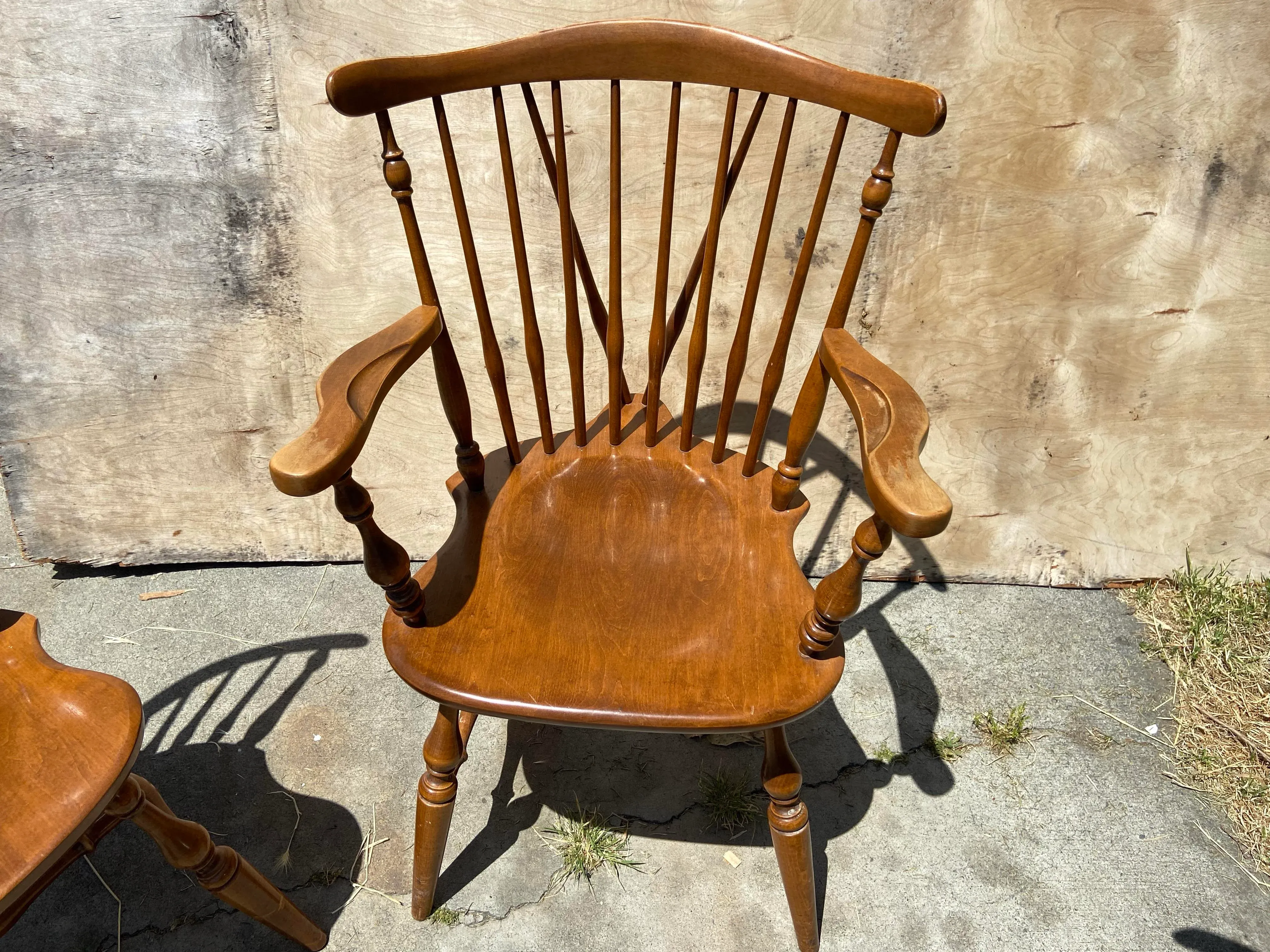 1960s Vintage Ethan Allen Windsor Fiddleback Dining Chairs- Set of