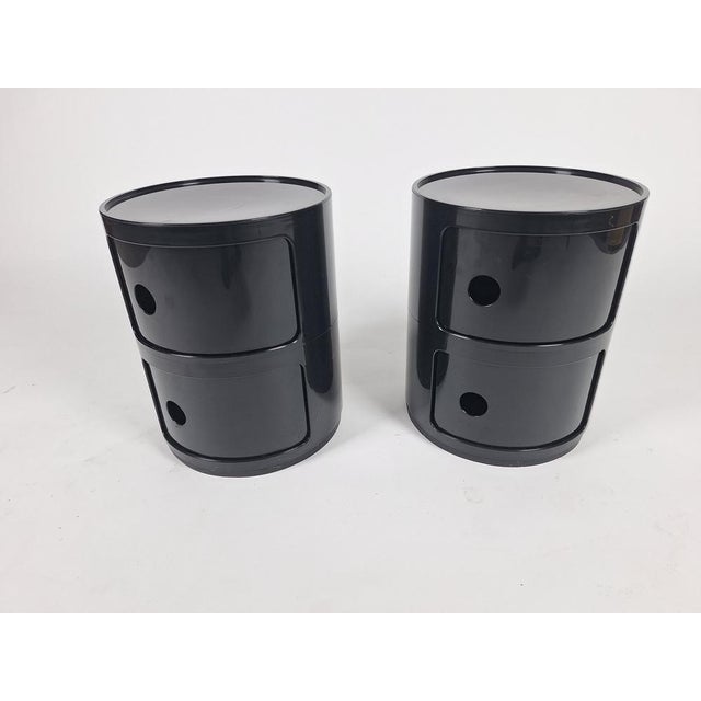 Mid-Century Modern Componibili Modular Chests of Drawers in Black ABS by Anna Castelli Ferrieri for Kartell, 1970s, Set of 2 For Sale - Image 3 of 13