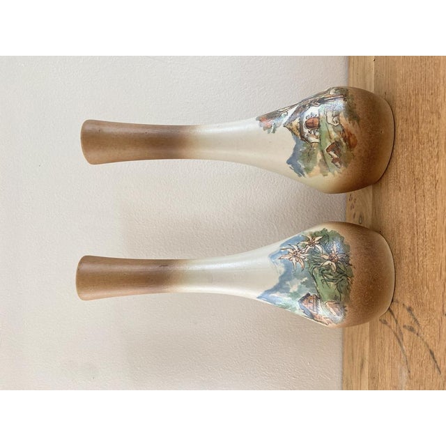 Pair of stoneware vases, of Basque origin. Beautifully decorated Pyrenean motifs. Basque work from the mid-20th century....