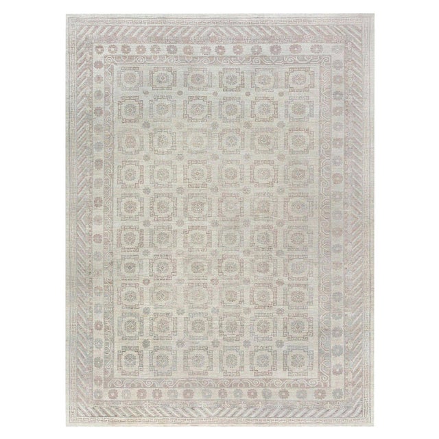 Modern Large Samarkand Style Geometric Rug in Soft Neutrals by Doris Leslie Blau For Sale