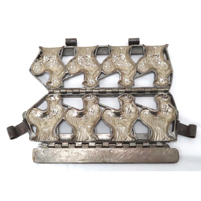 Vintage Metal 4 Roosters - Chickens Chocolate Factory Mold For Sale - Image 13 of 13