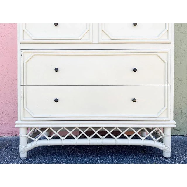 Mid 20th Century Palm Beach Regency Ficks Reed Faux Bamboo Tall Chest For Sale - Image 11 of 12