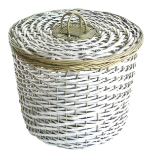 Vintage Woven Two-Tone Metal Wire Lidded Basket
