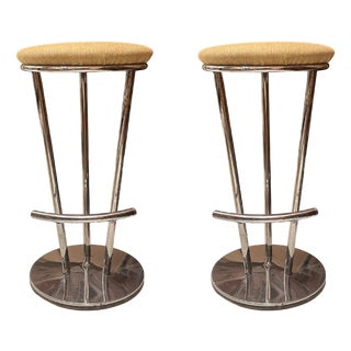 Vintage Chrome Bar Stools, 1980, Set of 2 For Sale