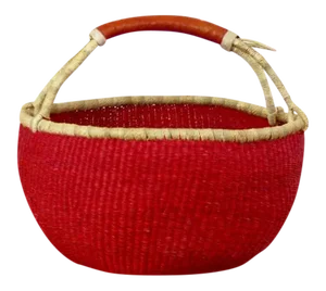African Large Red Ghana Woven Basket