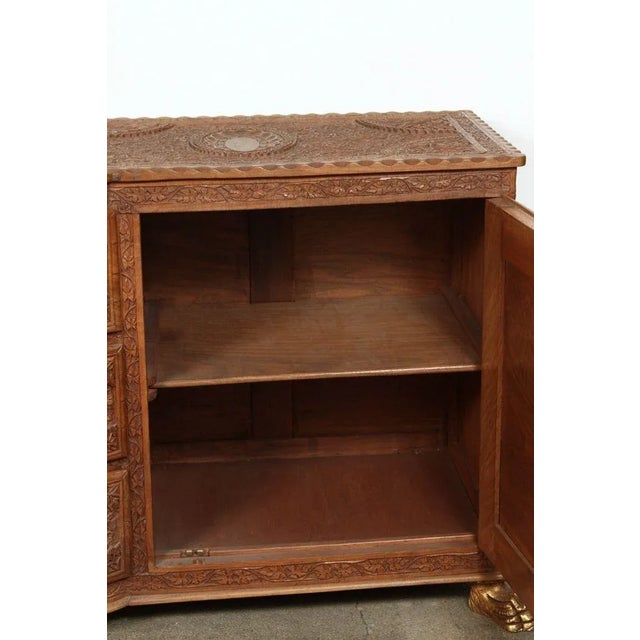 Brown 19th-Century Javanese Hand-Carved Wood Sideboard With Claw Feet For Sale - Image 8 of 12