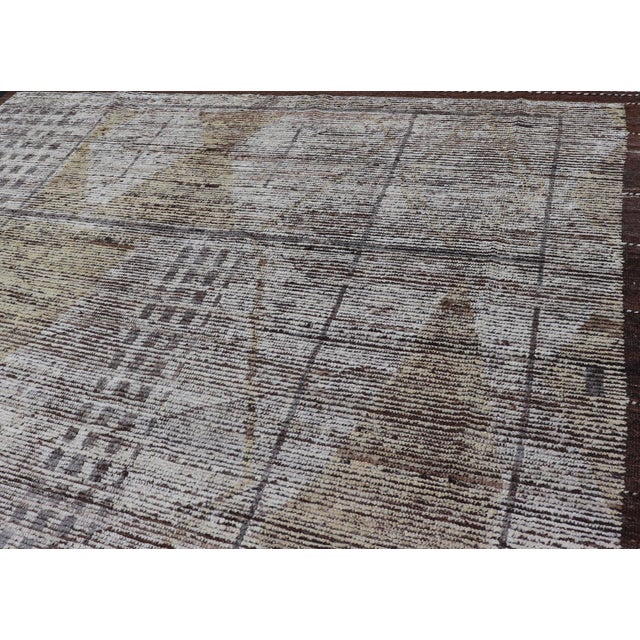 Tribal Hand Knotted Moroccan With Modern Design in Cream and Earth Tones** For Sale - Image 11 of 16