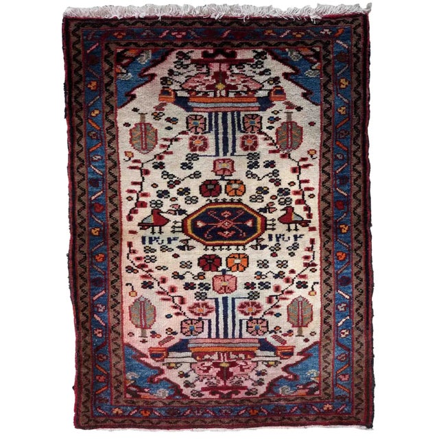 1970s Handmade Vintage Persian Mahal Rug 2.3' X 3.5' For Sale - Image 11 of 11