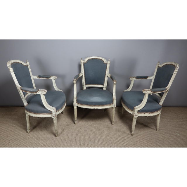 Louis XVI Armchairs, Set of 3 For Sale - Image 16 of 16