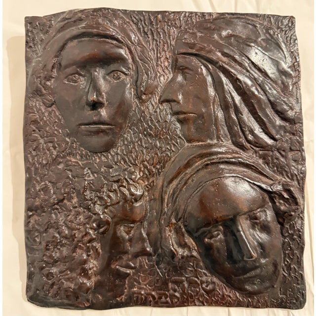 Metal Leonard Baskin, Bronze Sculpture Wall Relief Judaica Jewish Matriarchs Modernist Leonard Baskin, 1998 For Sale - Image 7 of 16