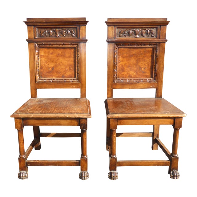 Antique Carved Claw Feet Accent Chairs A Pair Chairish