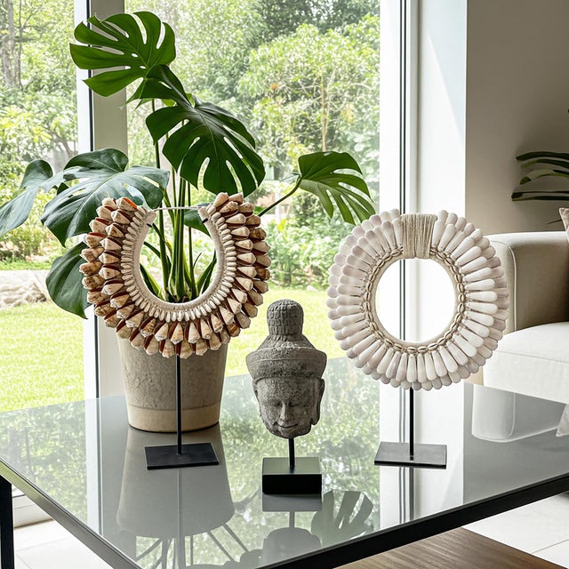 Polished Shell and Macramé Necklace on Stand, Papua New Guinea, Contemporary For Sale - Image 18 of 18