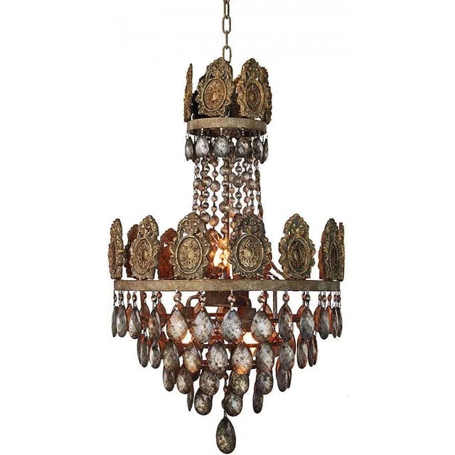 Brass Carved Chandelier Overall measurements (inches) 31.50H x 19.50W x 19.50D. Overall Condition is New. Material(s):...