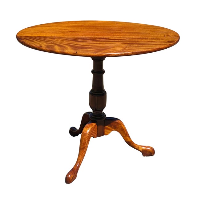 Mid 20th Century Queen Anne Antique Style Oval Pecan Tilt Top Table For Sale - Image 4 of 12