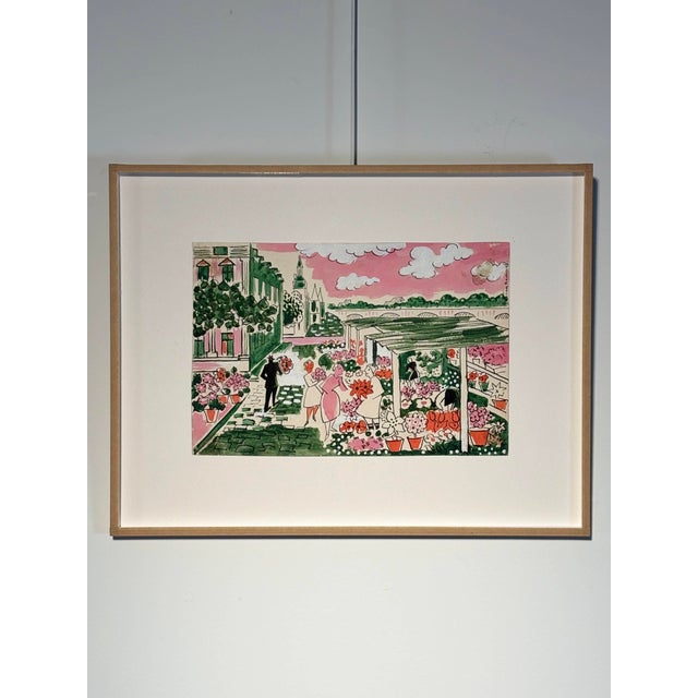Thérèse Hummel, The Flower Market, Watercolor, 20th Century For Sale - Image 12 of 12