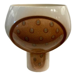 Mid-Century Modern Style Portuguese Clay and Cream Squat Vase For Sale