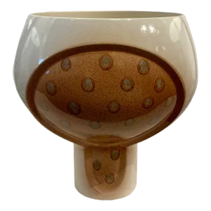 Mid-Century Modern Style Portuguese Clay and Cream Squat Vase