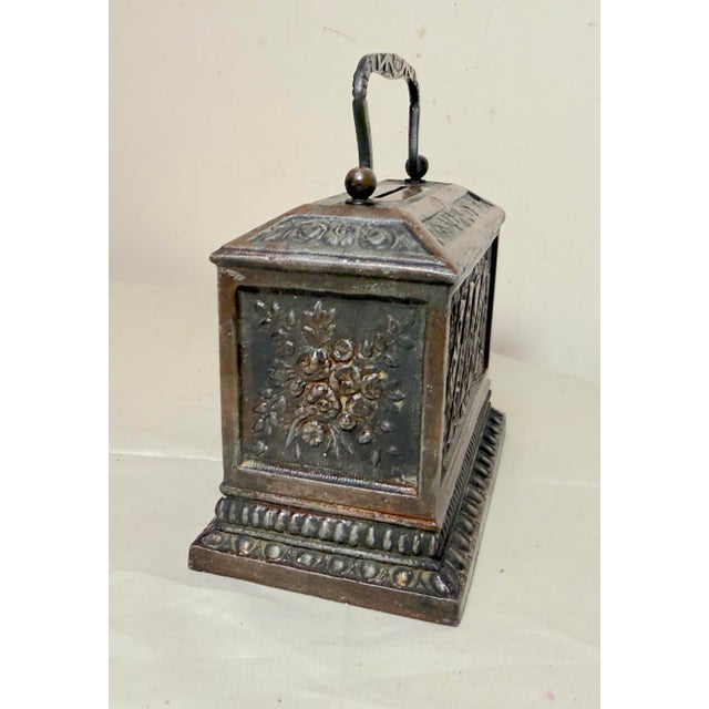 Metal Rare 19th Century Antique Cast Iron State Savings Bank St Paul Minn Still Bank For Sale - Image 7 of 12